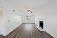 The Den has a fireplace, ceiling fan and is a very nice size