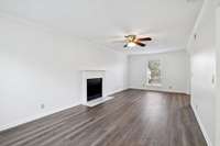 Another angle of the Den with fireplace