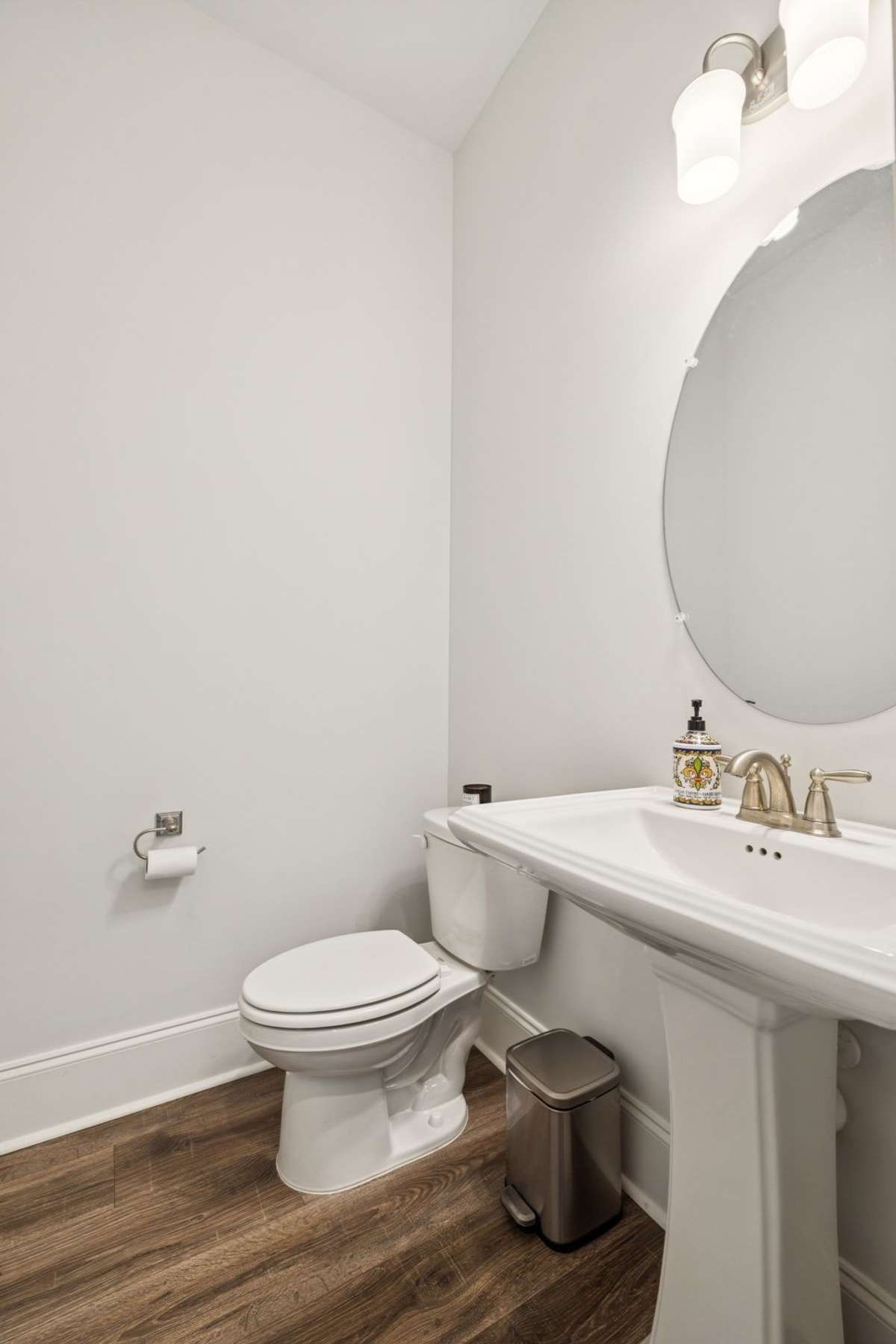 Half bath conveiently positioned for guests.