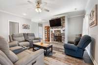 Living room offers recessed lighting and ceiling fan for style and comfort.    561 Tacoma Dr Clarksville TN 37043