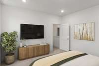 Step into the expansive owner’s bedroom, where luxury meets comfort. This generous space offers a serene retreat, complete with large windows that flood the room with natural light and provide stunning views. This bedroom is designed for relaxation a