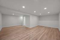 The basement will be the gathering space for game day!