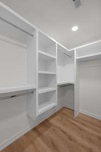 The primary's walk in closet has plenty of space!