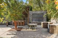 Fountains and outdoor fireplaces may need to be refurbished. Fire and water in photos is AI