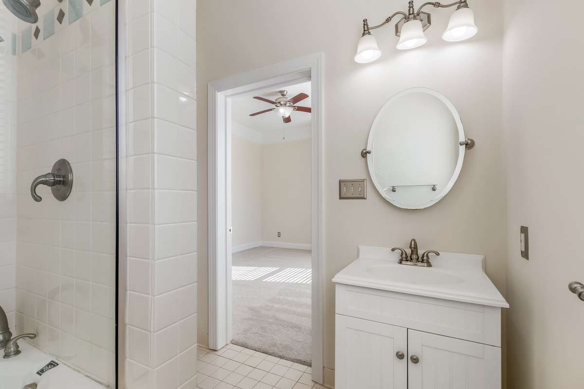Yes - there is a full bathroom in this bedroom as well.