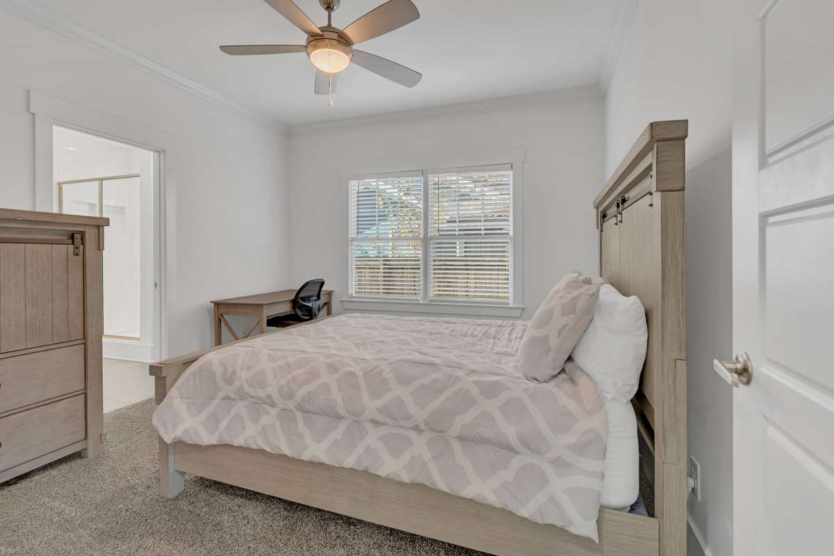 Guest Bedroom on the main level with ensuite bath. Great for aging family or guests visiting.