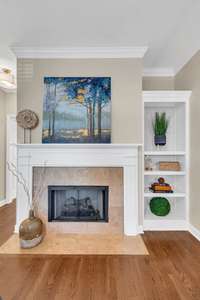 The cozy fireplace will be perfect for the colder weather.