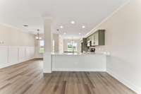 The wainscoting adds a splash of luxury to any kitchen area!