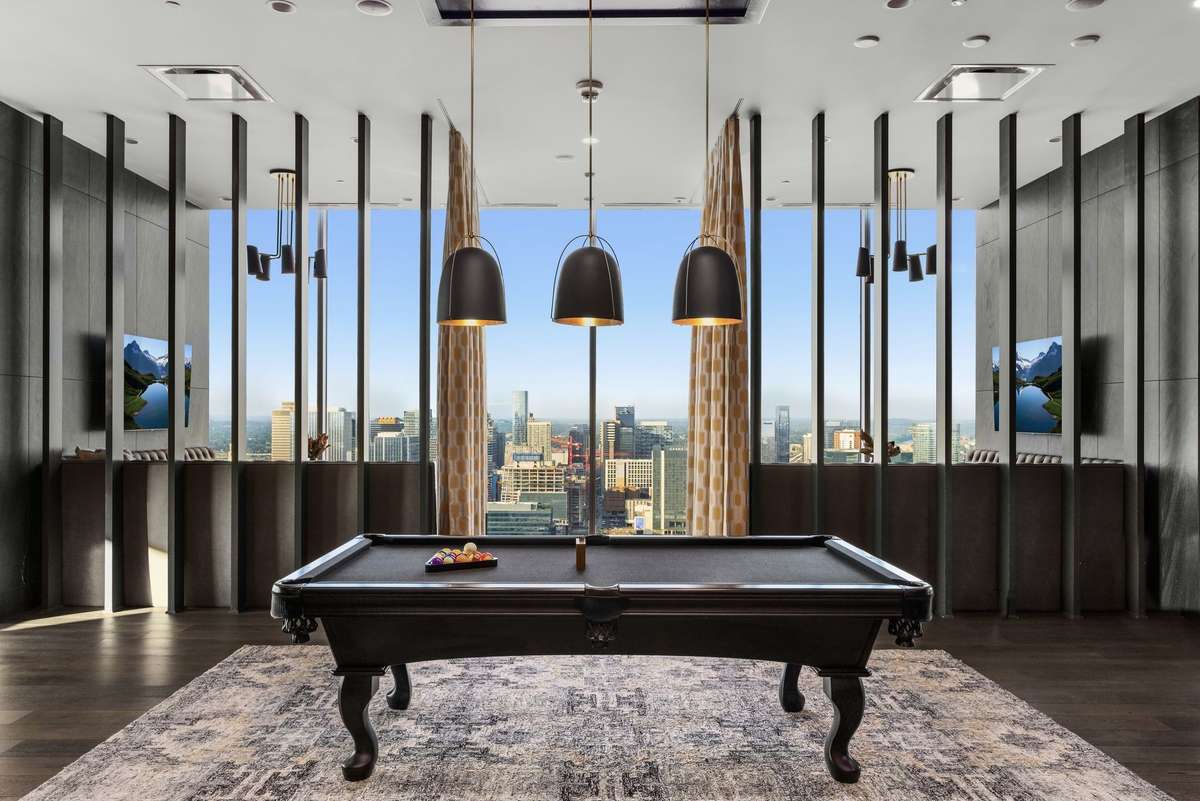 Luxurious pool table located on top floor