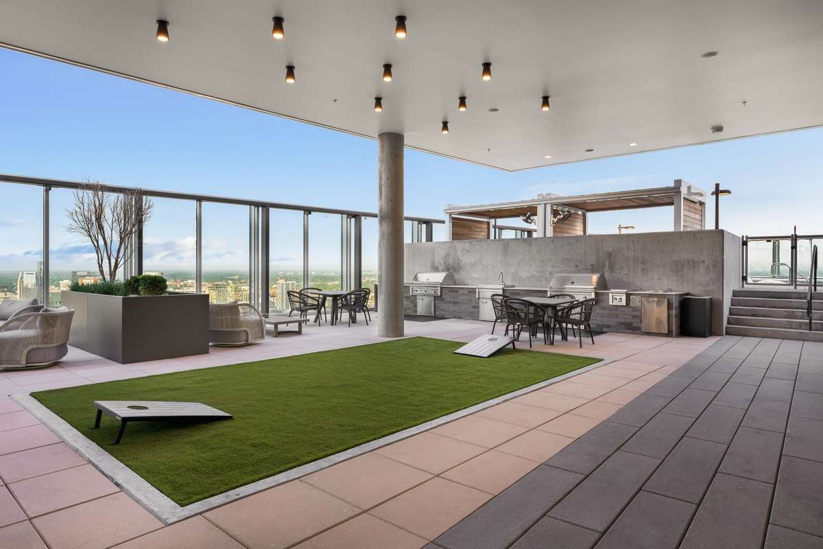 Communal grills on rooftop