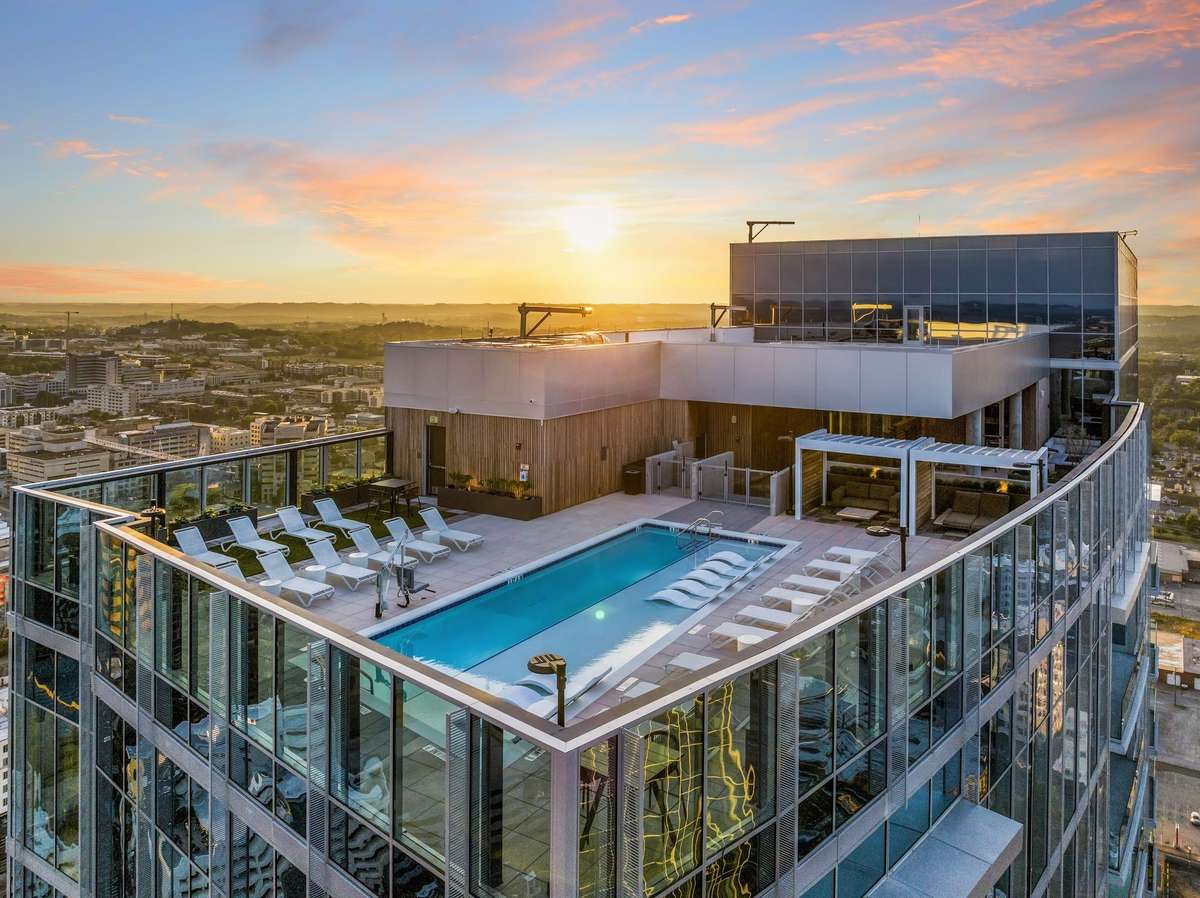 Communal rooftop pool