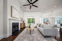 Gather round by the fireplace, perfect for these colder months.