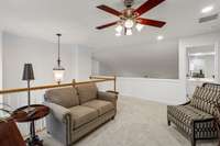 The half way provides privacy from the downstairs.