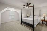 Oversize guest room with sitting area.