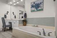 Relaxing oversized soaking tub.