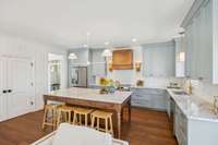 large double door pantry with solid shelves