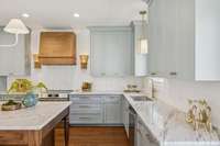 Quartzite counters and layers of task lighting