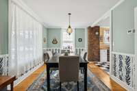 The dining room somehow masters a perfect combination of casual elegance with the perfect amount of modern and vintage style!