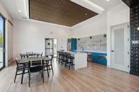 5th Floor amenity area catering kitchen with great views of the Nashville Skyline.