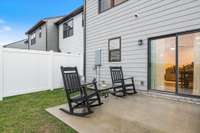 Cute private patio with plenty of room for the grill and the friends!