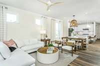 Photo of Contour Model Home's Gathering Room. Actual colors & selections may vary.