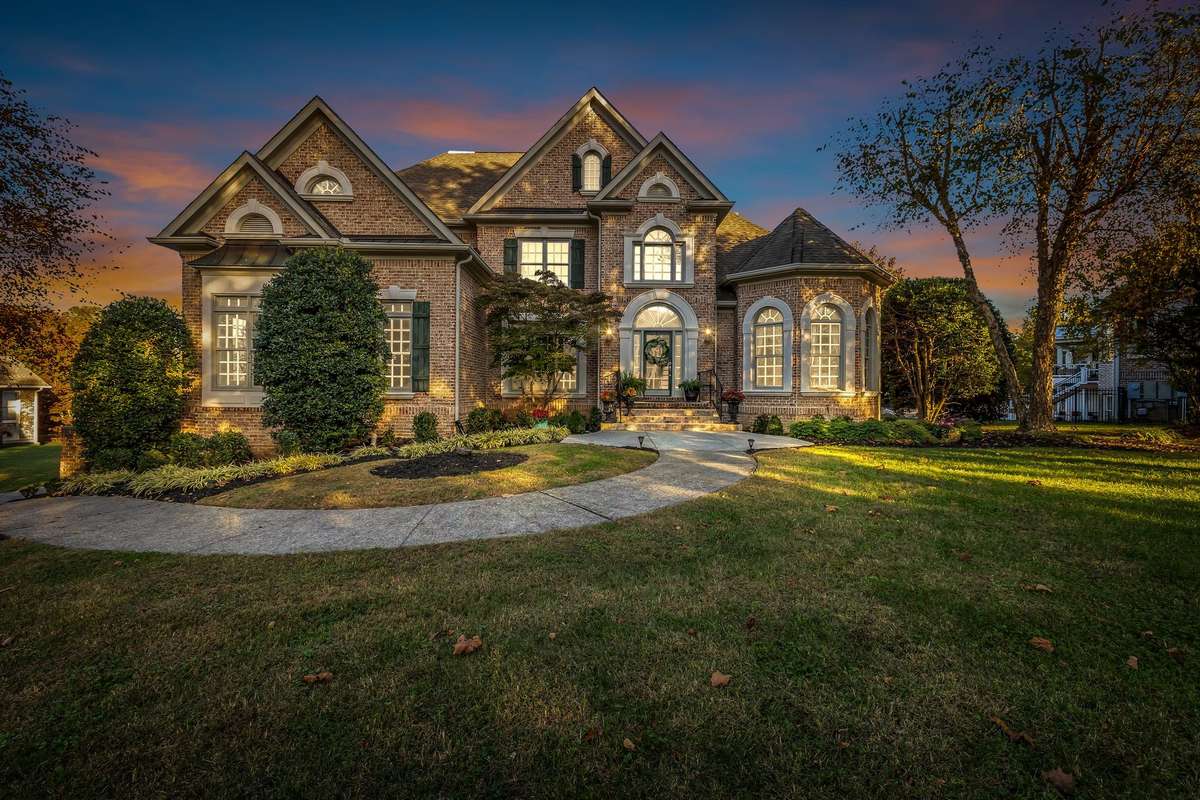 Evening elegance—architectural lighting highlights the timeless beauty of this Montclair residence.