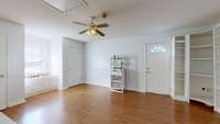 Awesome Bonus Room with built-in cabinets and lots of storage.