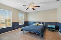 This upstairs bedroom overlooks the front of the house and shares the Jack and Jill bathroom.  All the bedrooms are oversized!