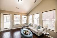 The sunroom provides an additional living area that can be customized to suit the homeowner’s needs.