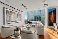 Automated roll down projection screen and projector with build in speakers