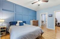 Master bedroom with master bath through door on left and large walk in closet through door on the right.