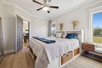 Isn't it lovely knowing your primary suite is tucked at the back of the home, where nothing will ever be built behind you?  It will always be a peaceful retreat, day or night.