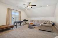 Your tour now takes you upstairs to the nearly 275-square-foot bonus room, offering plenty of space for you to enjoy in whatever way best suits your needs.