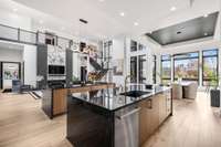 Entertainers kitchen with panoramic views of the entire living space!  No FOMA from this perch as you're right in the action.