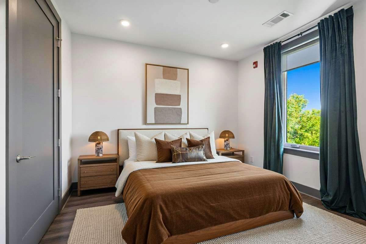 Virtually staged bedroom.