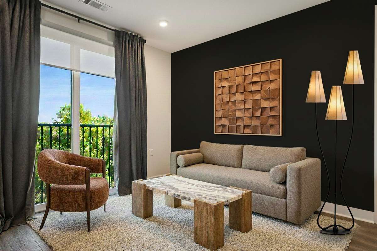 Virtually staged living room.