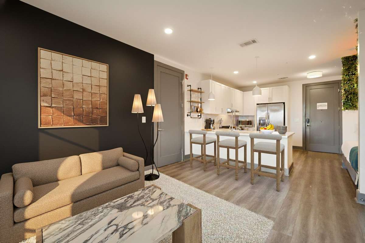 Virtually staged living space.