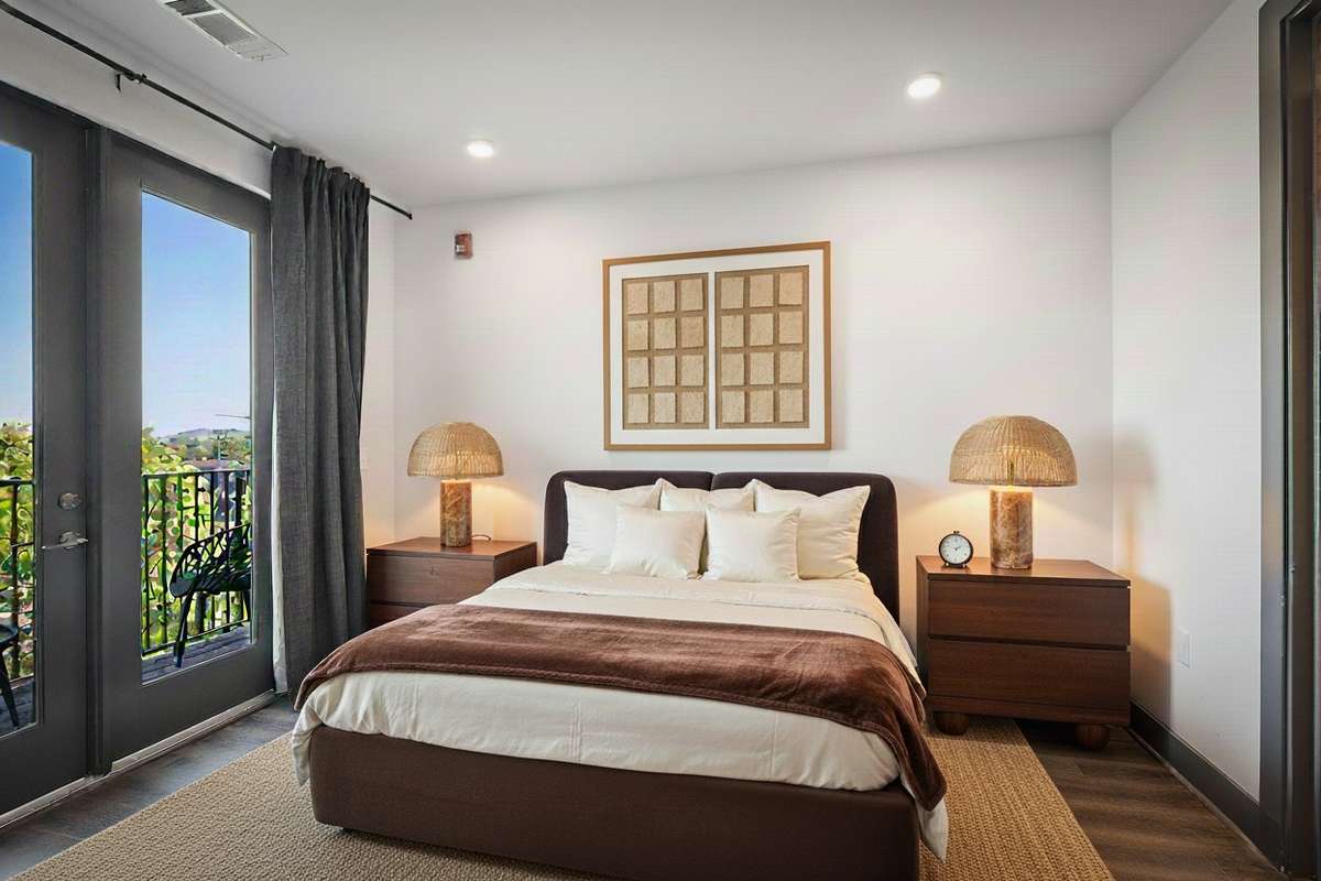 Virtually staged bedroom.