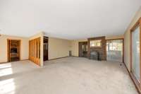 Living Room- carpet, fireplace