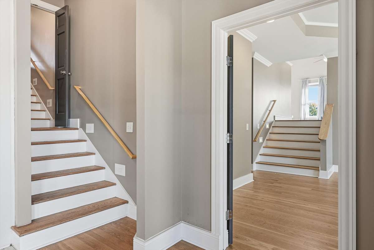 Left: Stairs to 3rd Bedroom | Right: Entry to Bedroom 2 & Bonus Area