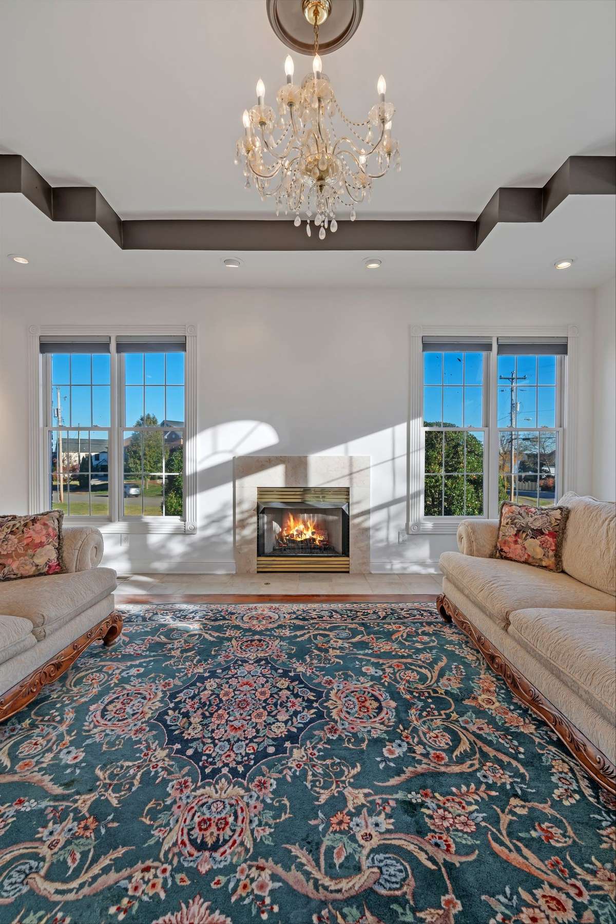 Notice the tray ceiling with a painted accent. This gives the room terrific definition.