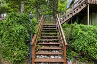 Staircase from the lower level driveway.
