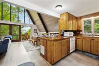 Kitchen, dining area, and living room. Great open space for entertaining.