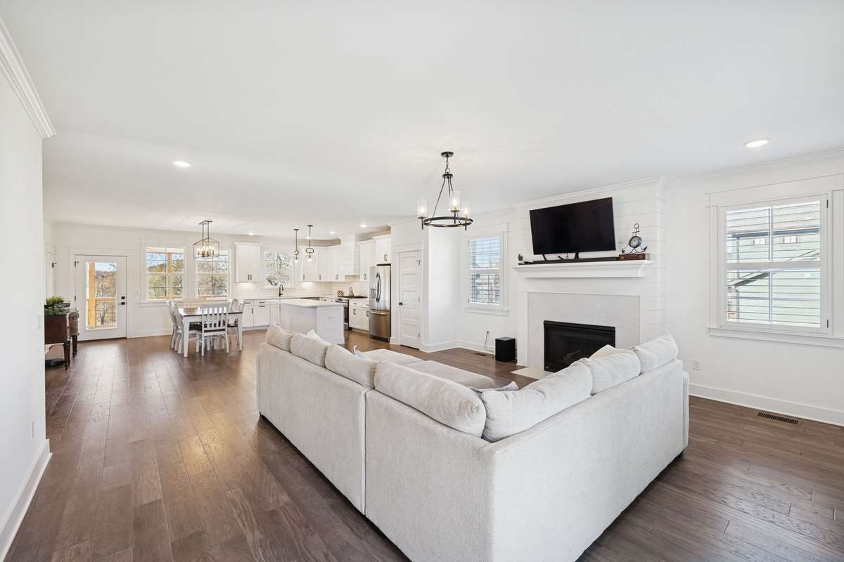 Modern kitchen and living area, perfect for entertaining.