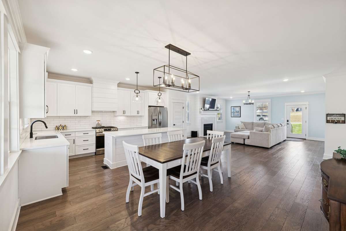 From the kitchen island to the cozy fireplace—everything is connected.