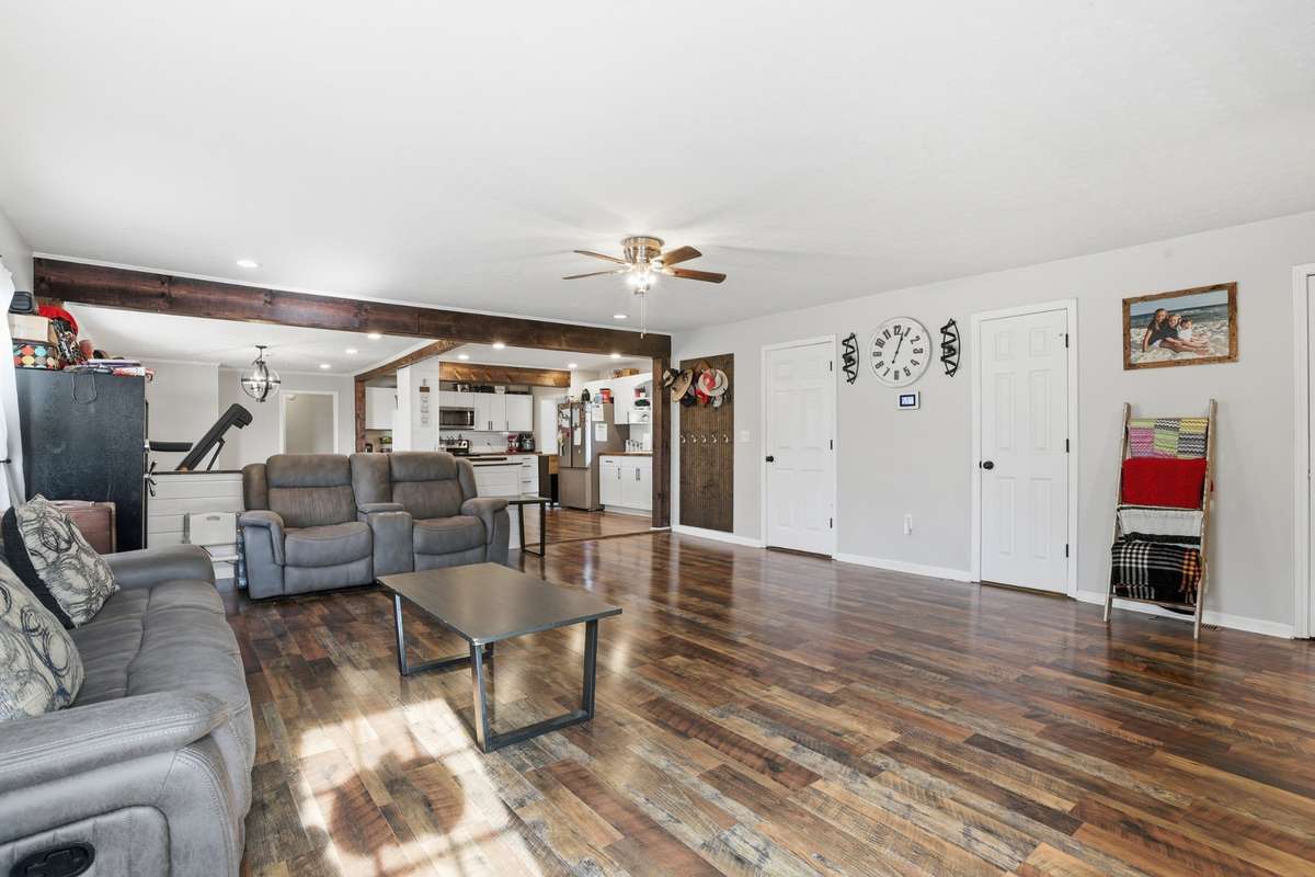 Family room - looking into the open concept kitchen.