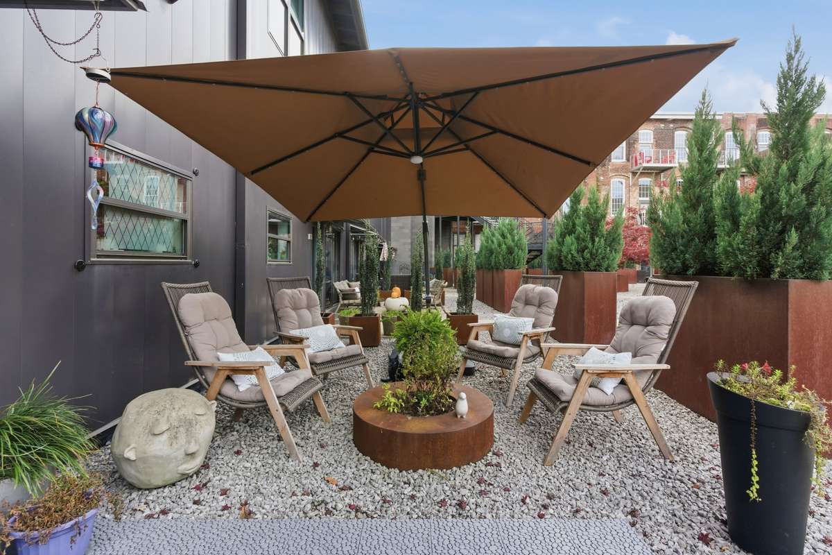 Oversized patios with two separate entertaining zones.