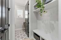 Drop zone off of the 2 car garage