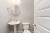 Basement power room for guests