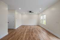 Great room dining and living area